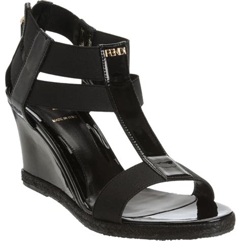 fendi t strap wedge sandal